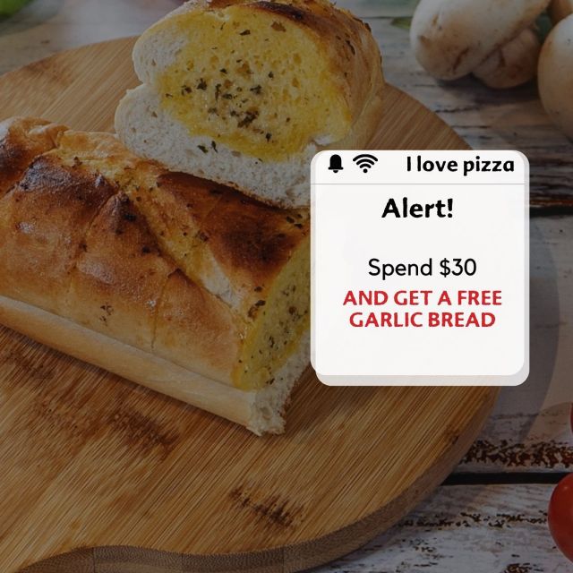 🔔I LOVE PIZZA ALERT 🔔

For the all month of May, spend $30 and get a delicious and crispy Garlic Bread 😍

👉🏽Promo available MON- WEDNESDAY 
👉🏽ON-LINE ORDER. Apply Promo code: FREEGB
👉🏽 Pick up and Delivery 

🍕Order Now: www.i-love-pizza.com.au
.
.
.
#garlicbread #crispypizza #pizza #lunchtime #pizzalovers #pizzagram #specialdeal #ilovepizza #pizzapizzapizza #sydneypizza #garlicbreadrecipe #veganfriendly